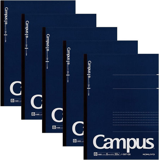 KOKUYO Campus Notebook, Business Type, Dot B 6mm Ruled, Semi-B5, 50 Sheets, 37 Lines, Navy Cover, Pack of 5, Japan Import (NO-5BT-DB)
