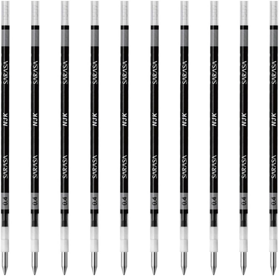 ZEBRA Ballpoint Pen Refill, Sarasa, NJK-0.4 Lead, Black, 10 Count BRNJK4BK