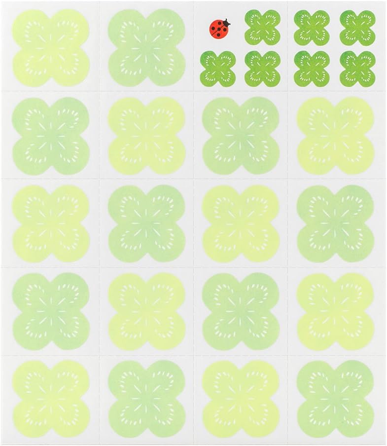 Midori 33155006 Colored Paper with Stickers, Clover Pattern