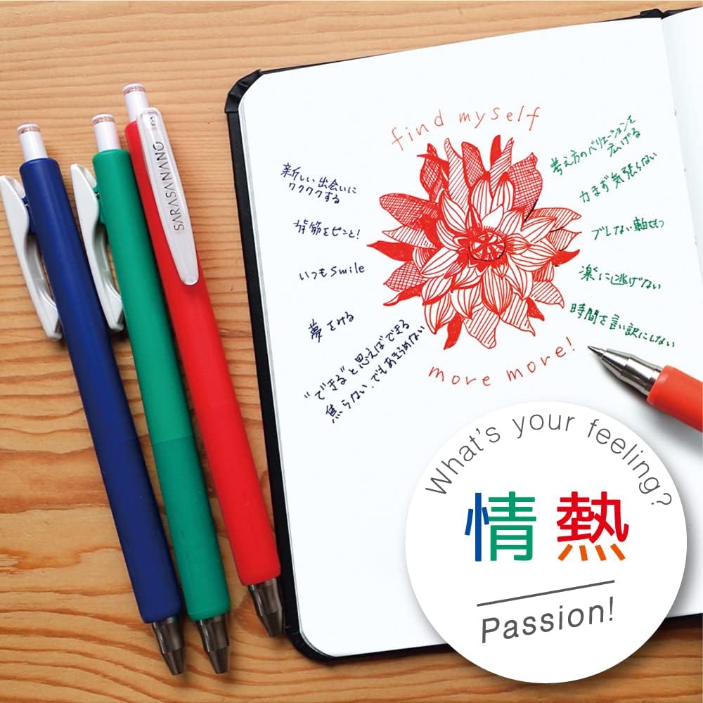 ZEBRA JJH72-4C-JY Sarasa Nano Gel Ballpoint Pen, 0.3mm, Set of 4 Colors, Passion