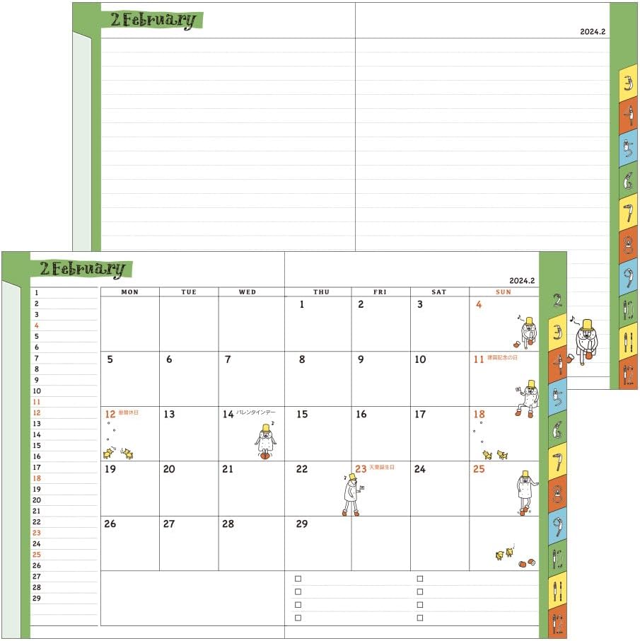 Midori Pocket Diary 22251006 Weekly Planner, 2024, A6, Clover Pattern, Starts January 2024 (cat pattern)