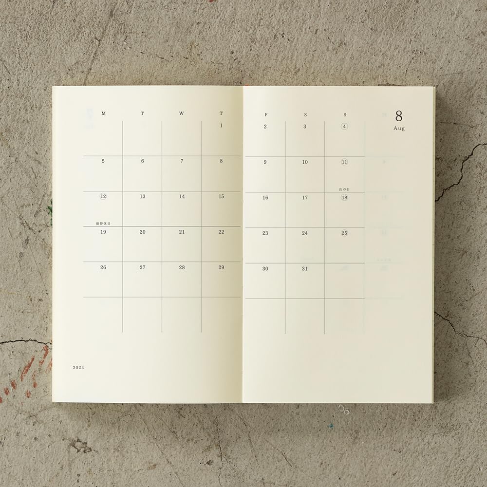 Midori 22278006 MD Notebook Diary, Notebook Stickers, 2024, M, Monthly (Starts December 2023) (New book (monthly))