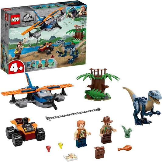 LEGO 75942 Jurassic World 4+ Velociraptor: Biplane Rescue Mission Dino Toys for Preschool Kids