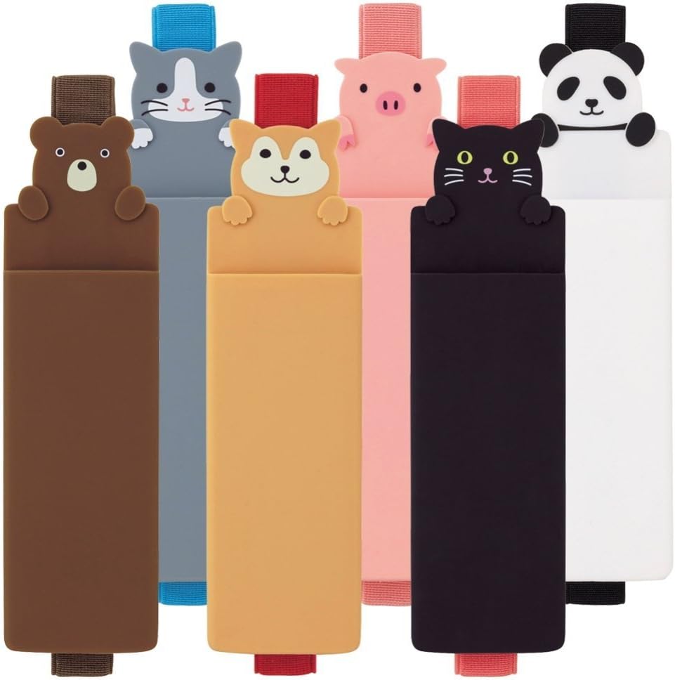 LIHITLAB PuniLabo Book Band with Pen Case Holder, 2.1" 0.8", Black Cat (A7720-3)