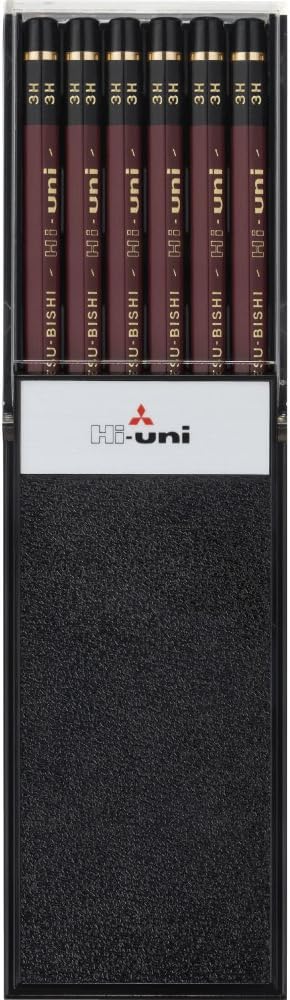 Uni Wooden Pencil, 3H, Box of 12 (HU3H)
