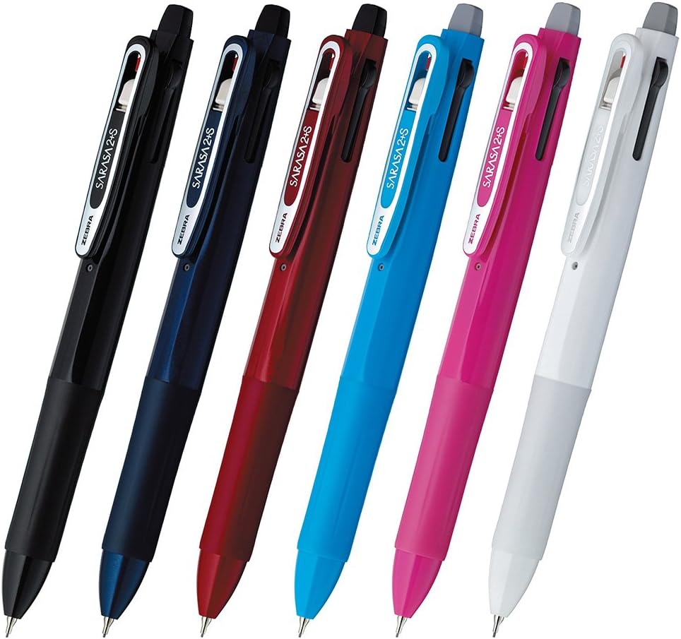 ZEBRA Multi Function Sarasa 2 and S Black/Red Ink Ballpoint Pen, 0.5mm Mechanical Pencil, Dark Black Body
