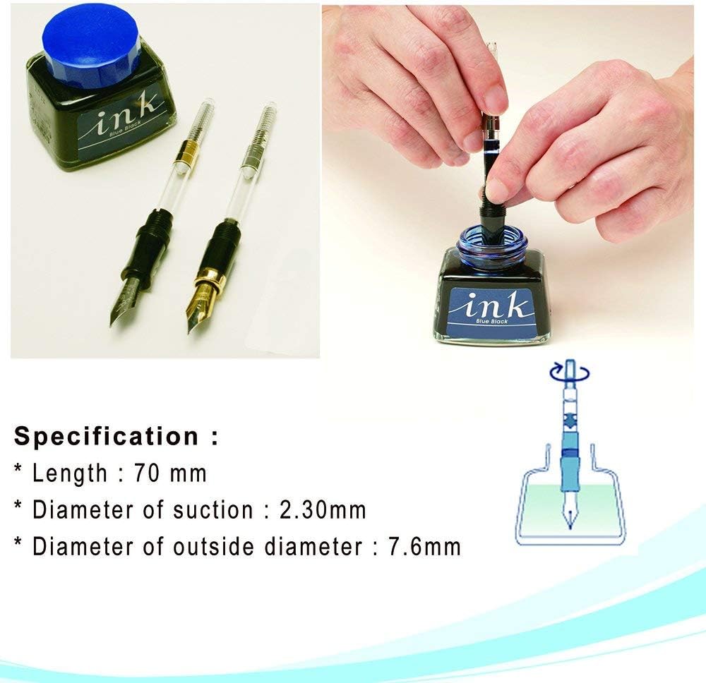 LACHIEVA LUX - International Size Fountain Pen Ink Converter- 6 Pack (Clear)