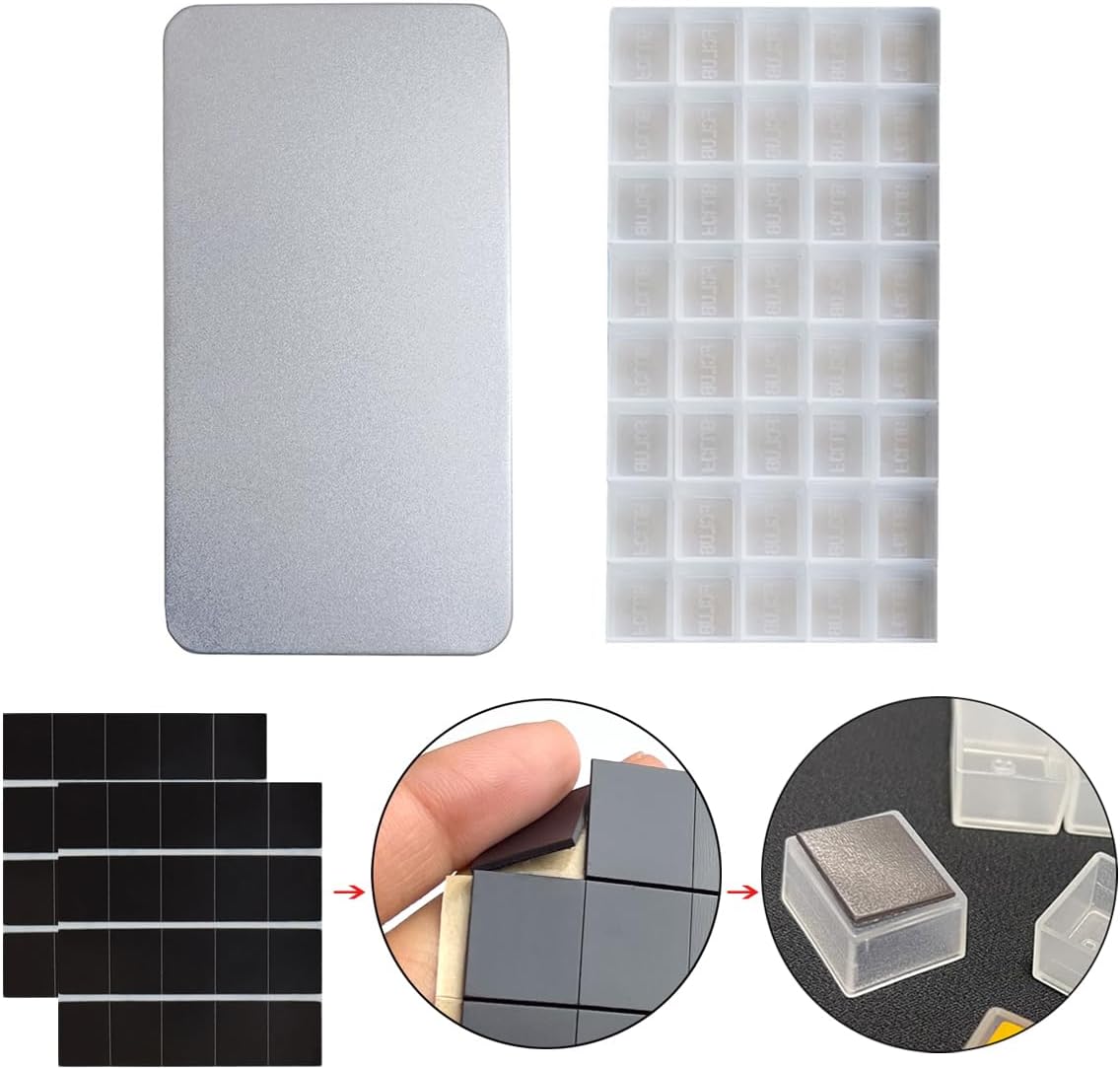 FCLUB Watercolor Palette Paint Tin with 40Pcs Empty Clear Plastic Half Pans, Magnetic Squares - Portable DIY Watercolor Palette for Artists