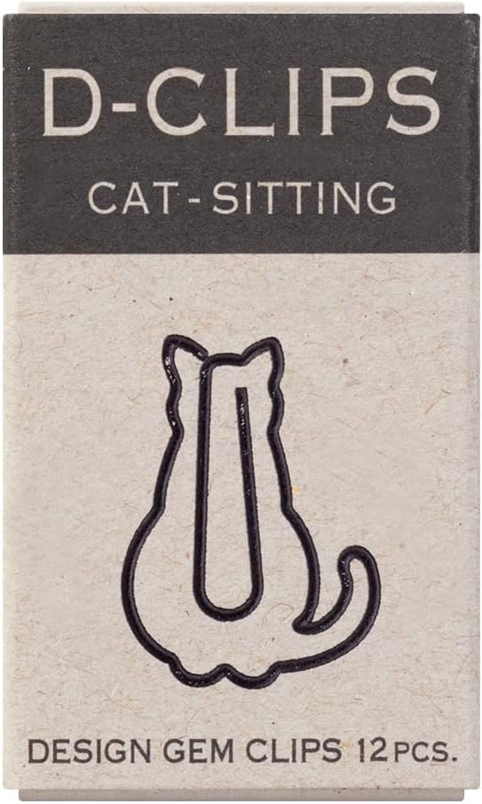 Midori Paper Clip, D-Clips Mini Box, Sitting Cat, 12 Pieces (43349006)