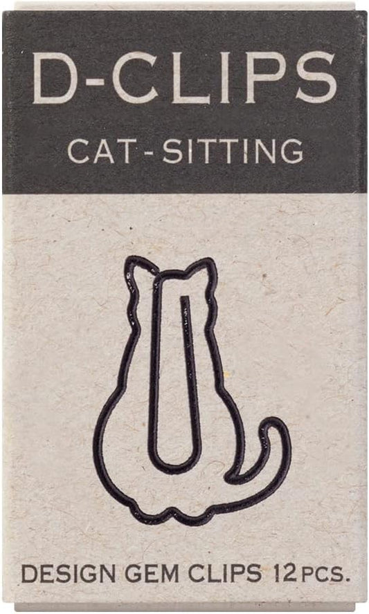 Midori Paper Clip, D-Clips Mini Box, Sitting Cat, 12 Pieces (43349006)