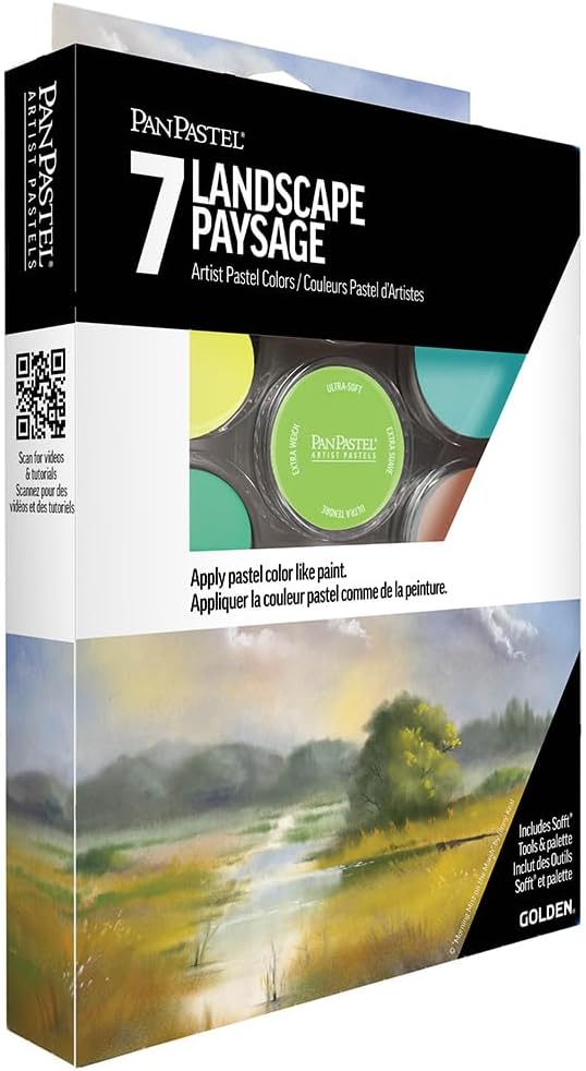 PanPastel Artist Pastels by GOLDEN, Landscape Colors Starter Set, 7 Color, Professional Artist Pastels, Unique Pan Format (cake-like)