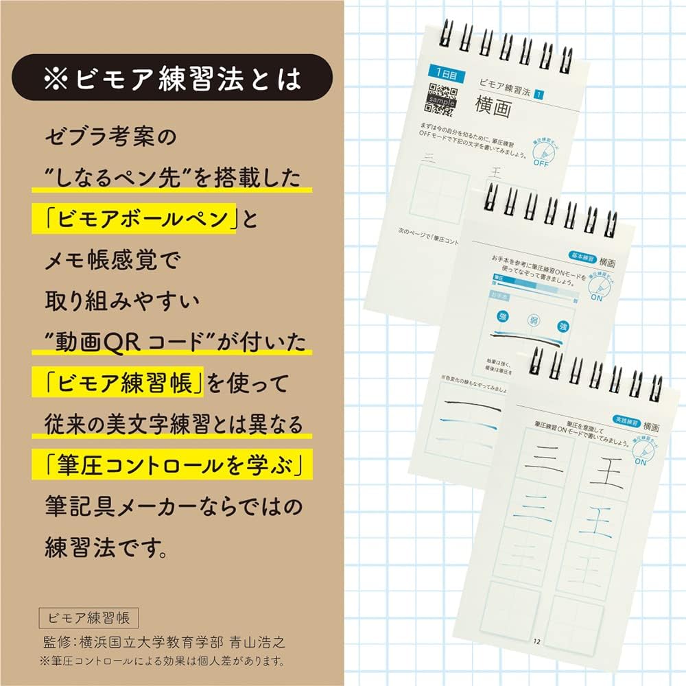 ZEBRA SE-JJ114-BGR Gel Ballpoint Pen, Bimoor Notepad Set, Beautiful Letters, Black Ink, Blue Gray Axis