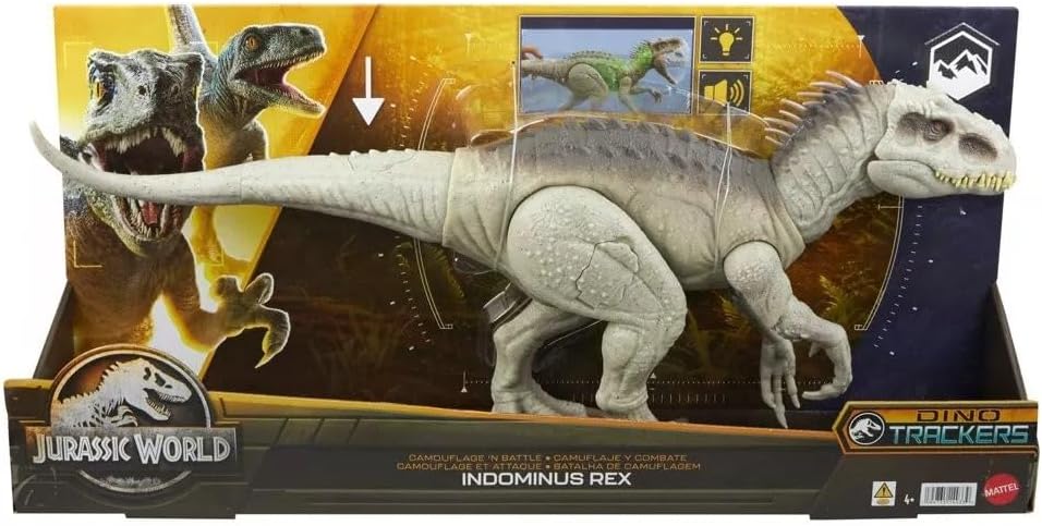Jurassic World Indominus Rex Dinosaur Toy with Lights, Sounds, Chomp and Side to Side Neck Motion, Camouflage N Battle I-Rex, Digital Play