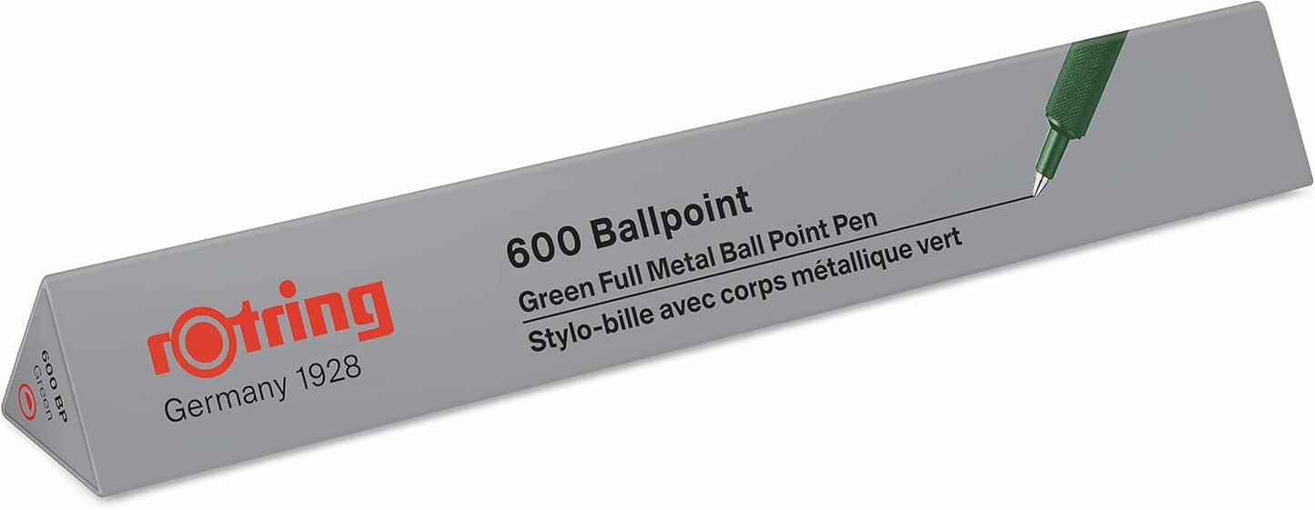 rOtring 600 Ballpoint Pen | Medium Point | Black Ink | Green Barrel | Refillable