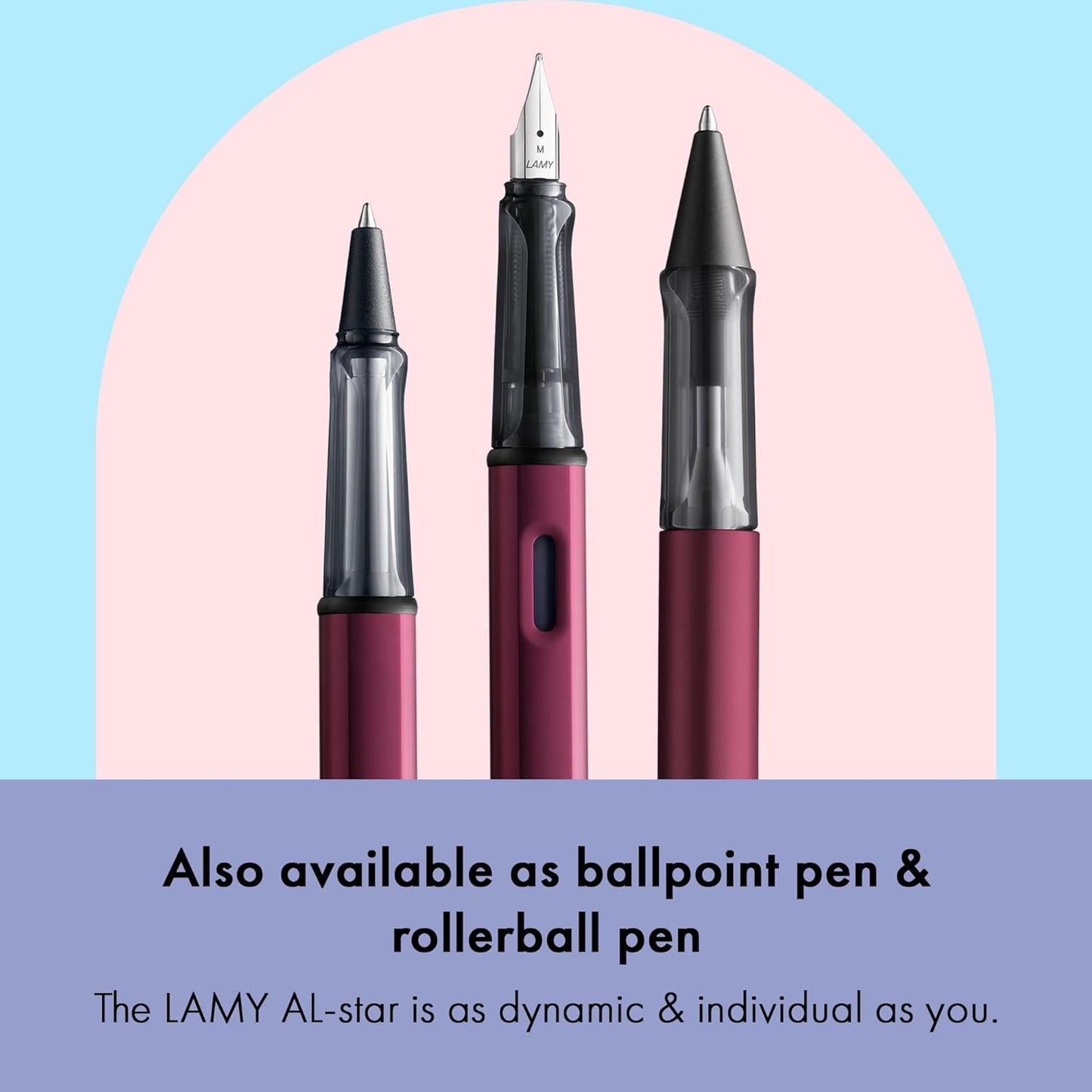 LAMY AL-star black purple - Fountain Pen with ergonomic grip & polished steel nib in size M - lightweight aluminum body - including LAMY T 10 blue cartridge - Right-Handed