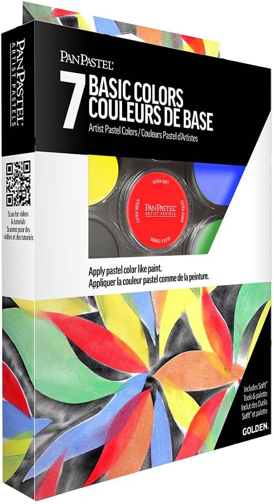PanPastel Artist Pastels by Golden, Basic Colors Set, 7 Color, Professional Artist Pastels, Unique Pan Format (Cake-Like)