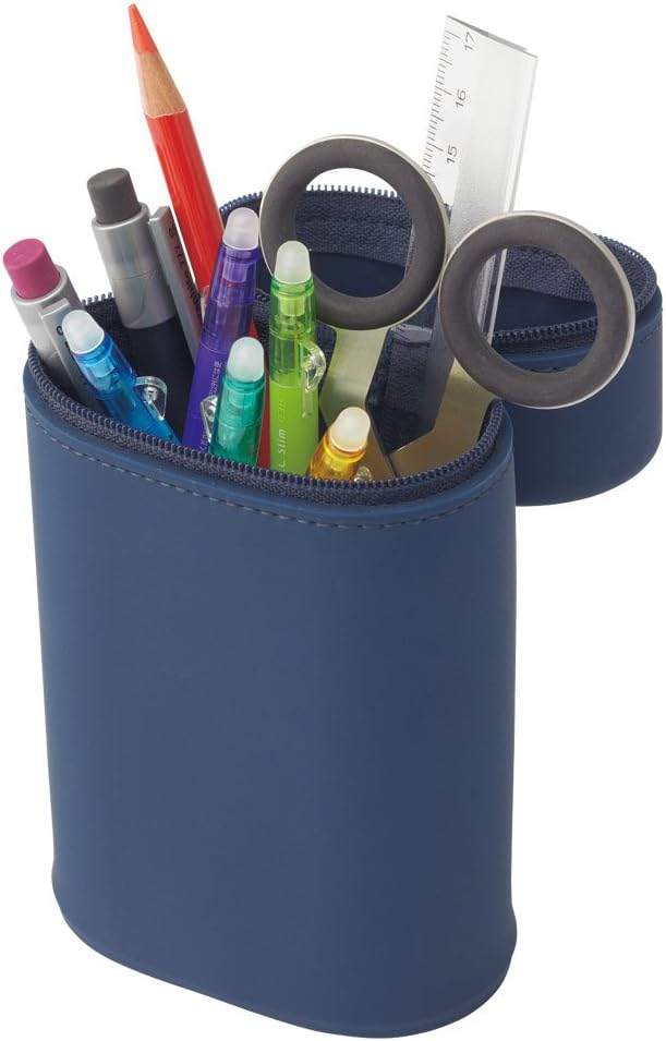 LIHIT LAB A7695-6 Stand Pen Case, Oval Type, Large, Yellow Green