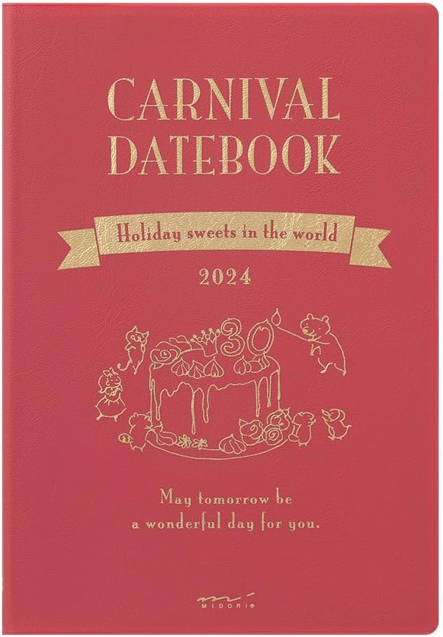 Midori Pocket Diary 22256006 Weekly Planner, 2024, B6, Cat Pattern, Starts January 2024 (Ojisan Print)