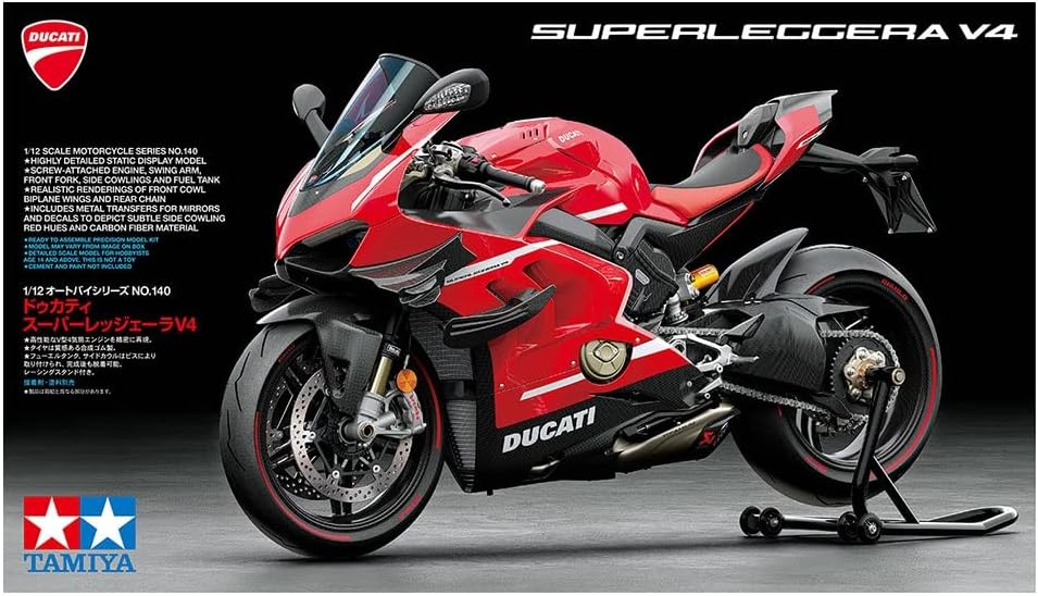 Tamiya 14140 Ducati Superleggera V4 1:12 Detailed Model Kit True to Original Plastic Construction Kit DIY Assembly Unpainted Multi-Coloured