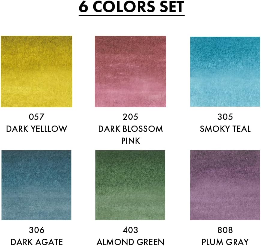 Kuretake ZIG CLEAN COLOR Real Brush 6 colors set Smoky Colors