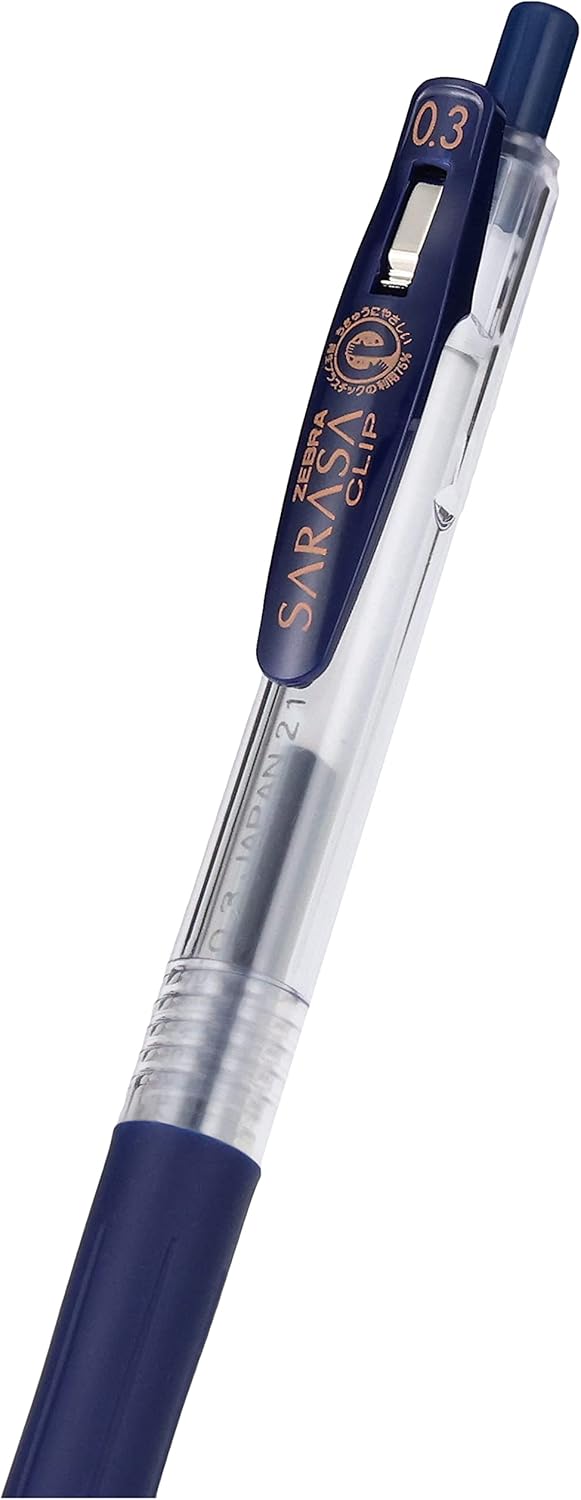 ZEBRA B-JJH15-FB Gel Ballpoint Pen, Sarasa Clip, 0.3, Blue Black, 10 Pieces