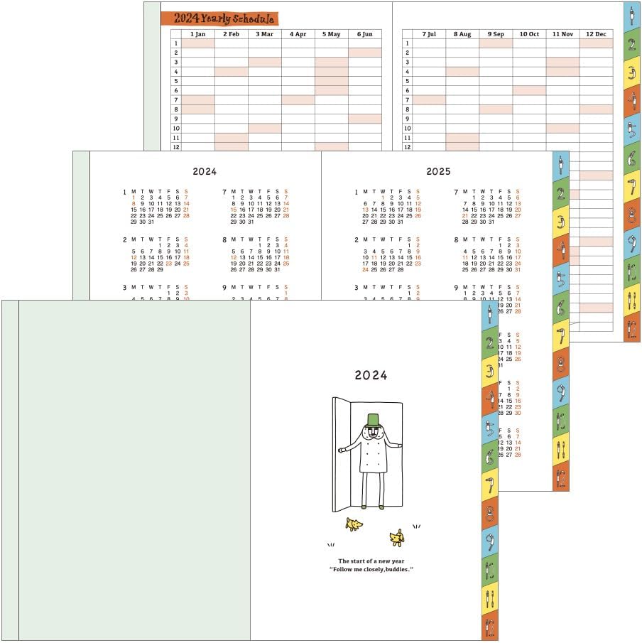 Midori Pocket Diary 22251006 Weekly Planner, 2024, A6, Clover Pattern, Starts January 2024 (Uncle Pattern (Monthly))