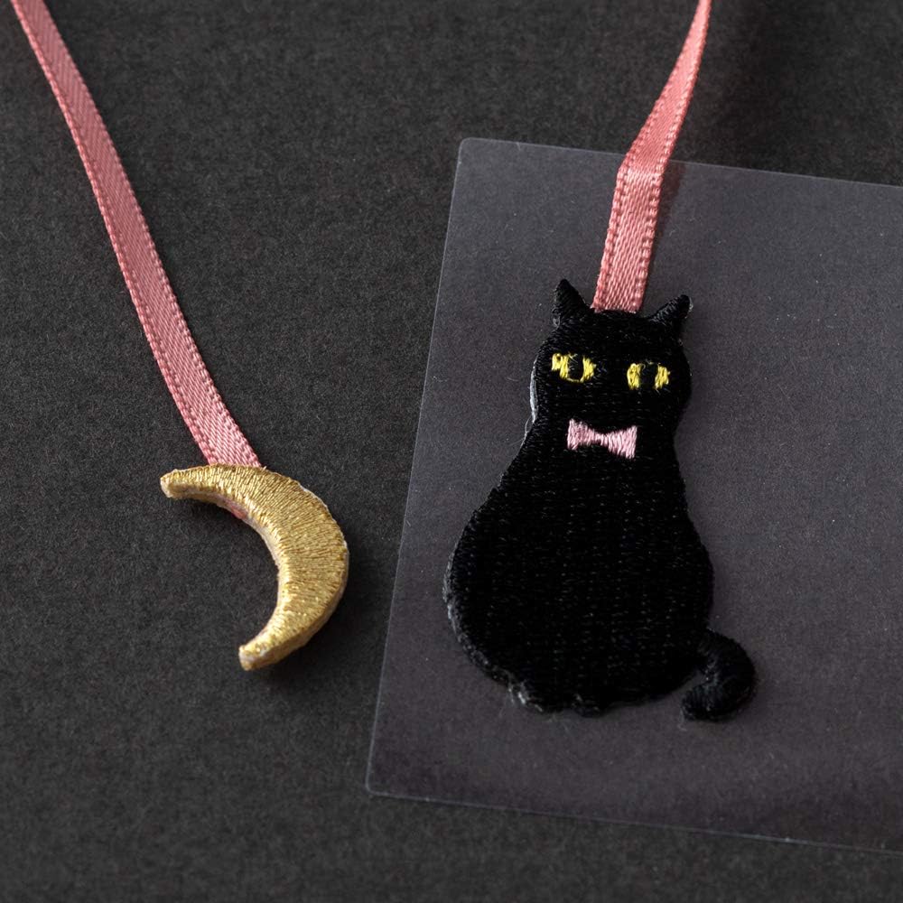 Midori 82464006 Stickers, Bookmark Stickers, Embroidery, Black Cat Pattern