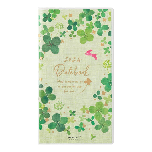 Midori Pocket Diary Notebook, 2024, Slim, Monthly Cat Pattern, Starts October (Cat Print)