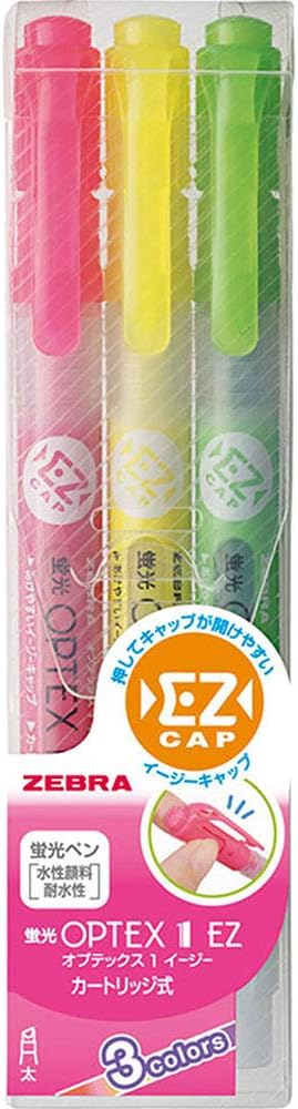 ZEBRA ZEBRA Highlighter Highlighter Optex 1 EZ 3 Color Set Refill Type WKS11-3C
