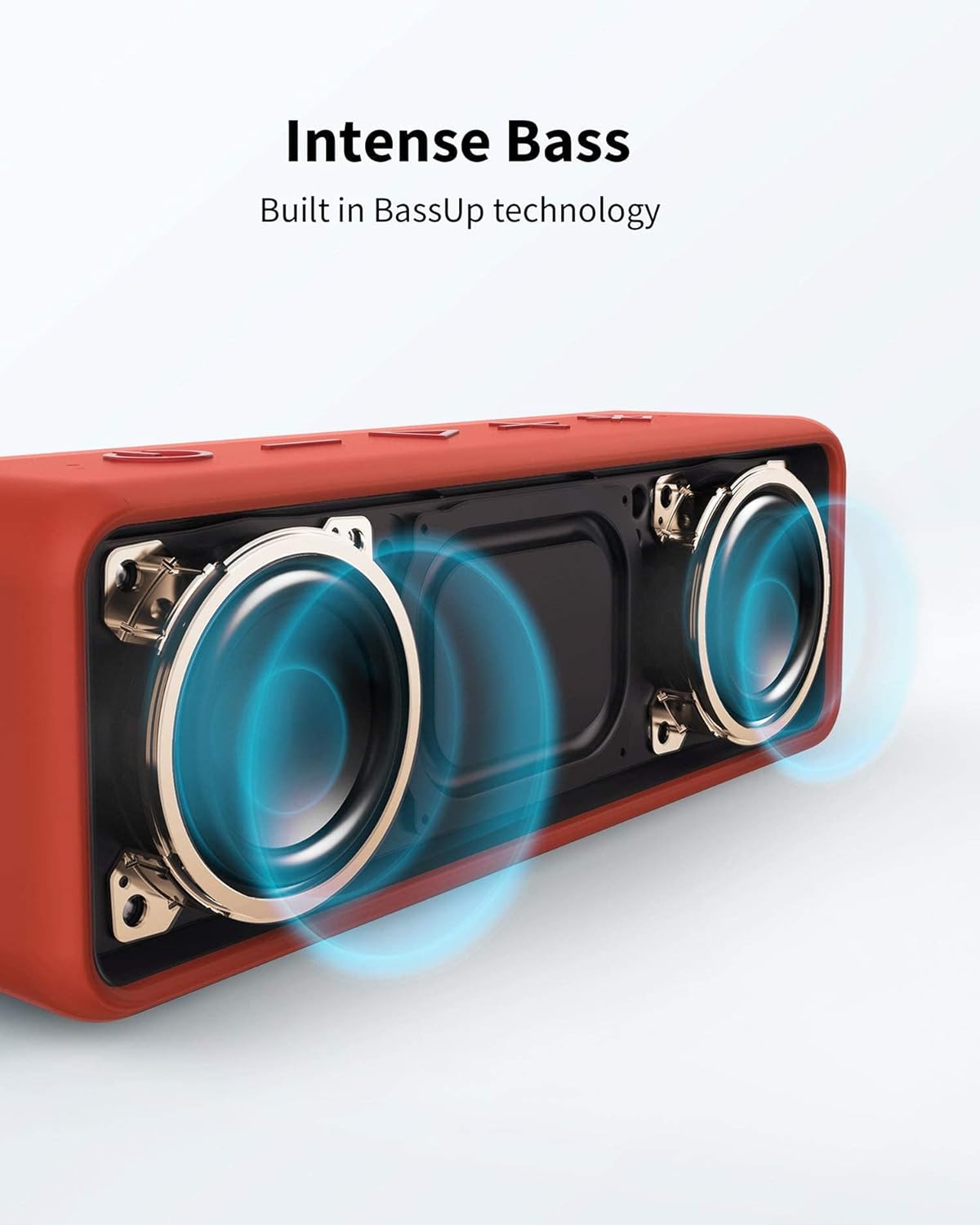 Anker SoundCore 2 Portable Bluetooth Speaker, Wireless, Enhanced Bass, 24-Hour Playtime, 66ft Range, IPX7 Water Resistant, Built-in Mic, Ideal for Travel , Compact and Easy to Use - Red