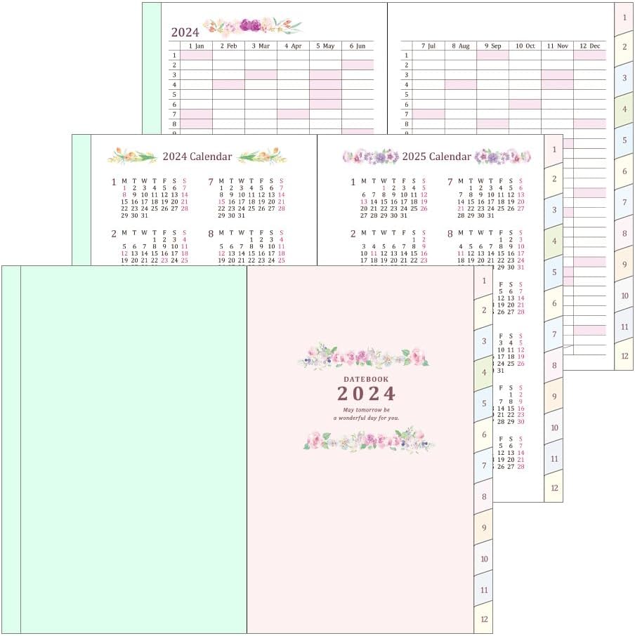 Midori 22236006 Pocket Diary Notebook, 2024, Mini, Monthly, Country Time, Floral Pattern, Starts October 2023 (Ojisan Print)