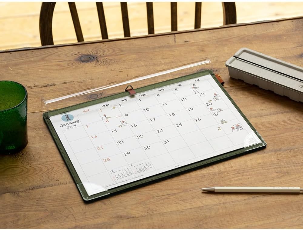 Midori 31282006 2024 Calendar, Tabletop Desk Calendar, A4, Ojisan Pattern