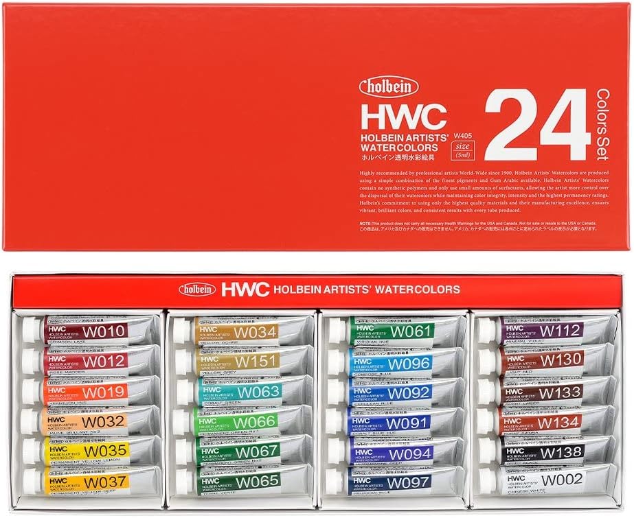 Holbein Artist's Watercolors Set of 24 5ml Tubes W405