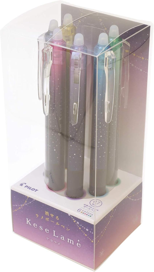 PILOT LKKB-138F-6C Glitter Ballpoint Pen, Set of 6 Colors