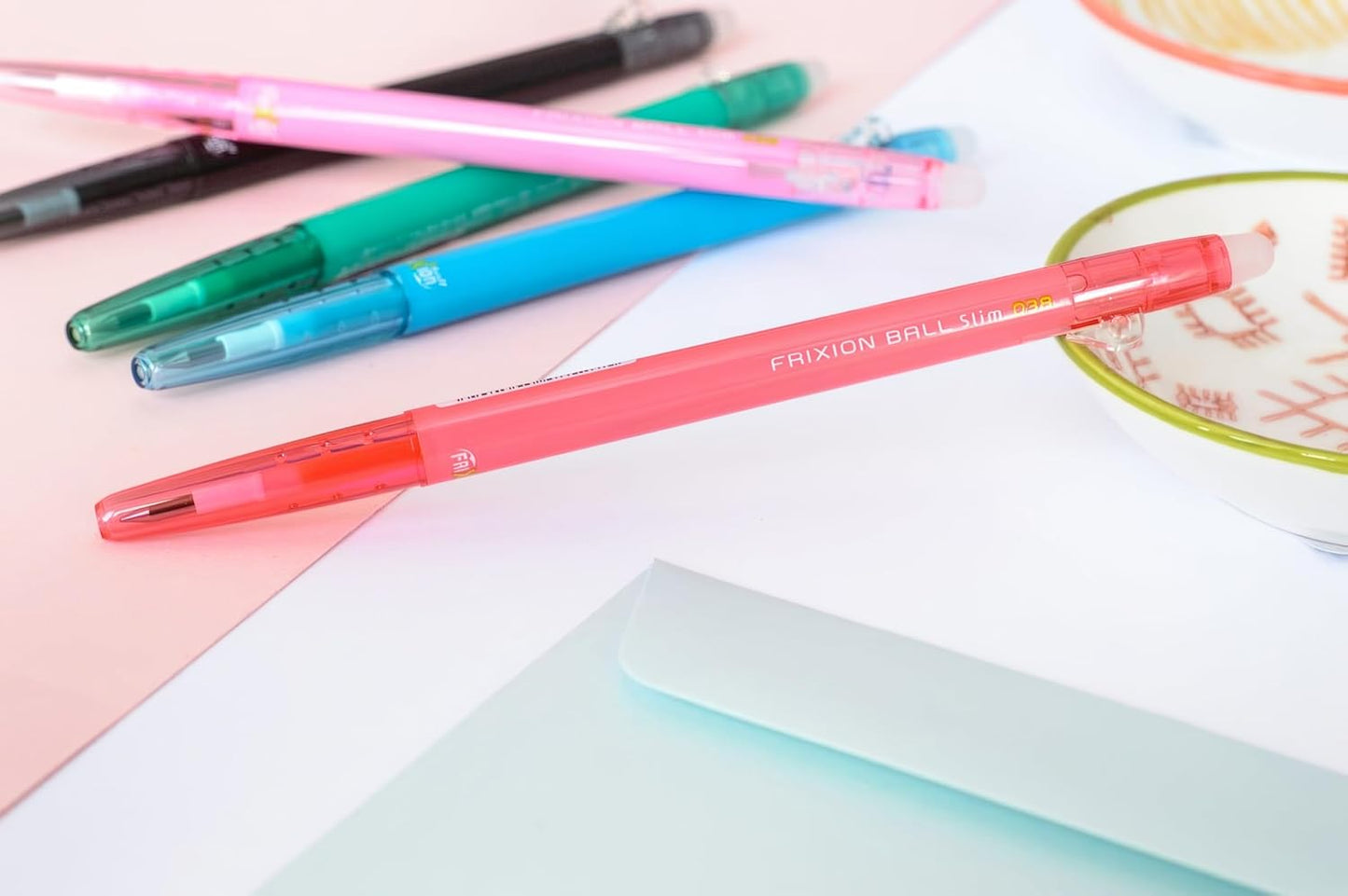 PILOT Frixion Ball Slim 038 Ballpoint Pen, Pink (LFBS-18UFP)