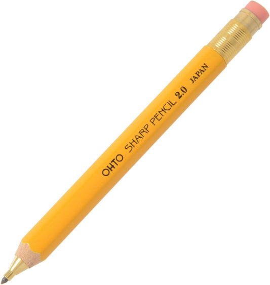 OHTO Mechanical Pencil Wood Sharp with Eraser 2.0, 2.0mm, Yellow Body (APS-680E-Yellow)
