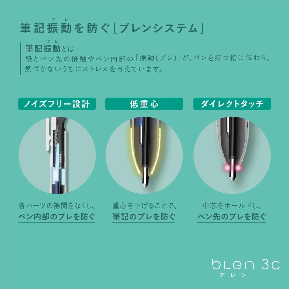 ZEBRA 3 Colors Ballpoint Pen, Blen 3C 0.5mm, Pink Body (B3AS88-P)
