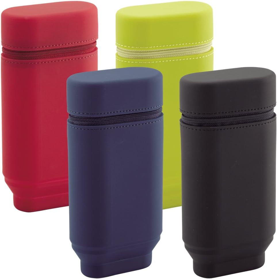 Lihit Lab A7695-24 Stand Pen Case, Oval Type, Large, Black