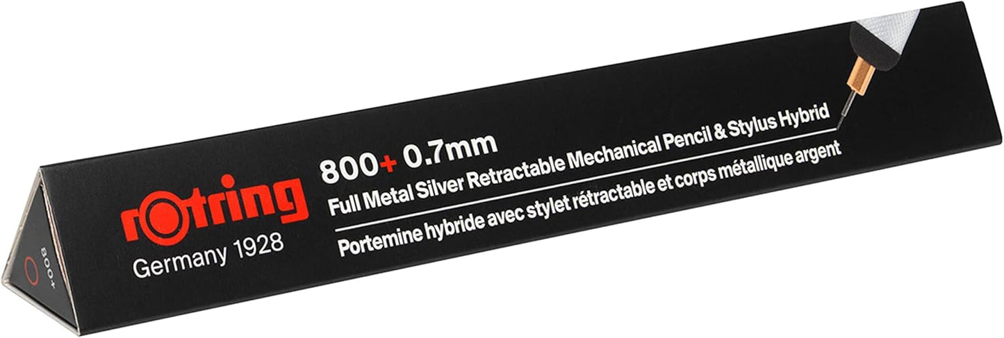 rOtring 1900184 800+ Mechanical Pencil and Touchscreen Stylus, 0.7 mm, Silver Barrel