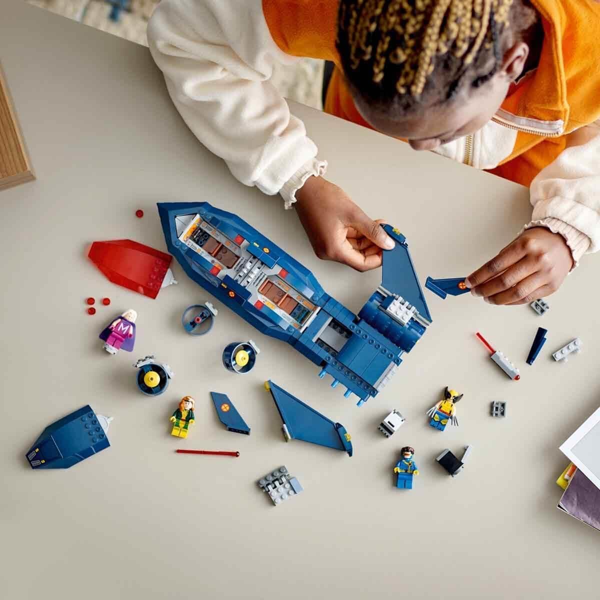 LEGO 76281 Marvel X-Jet X-Men Toy Plane Fighter Construction with Superhero Minifigures Wolverine, Magneto, Cyclops and Rogue, Gift for Boys and Girls Ages 8+