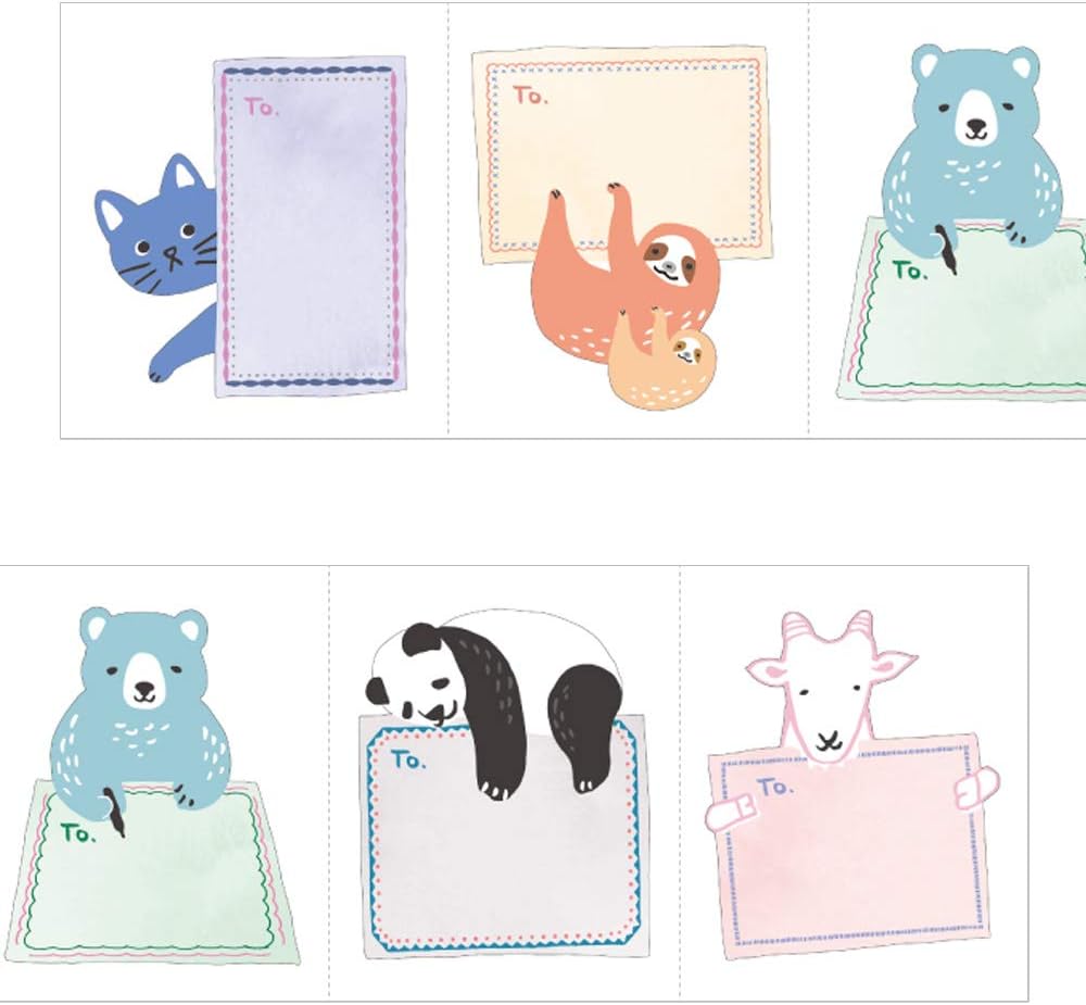 Midori 82475006 Stickers, Roll Stickers, L, Animal Message Pattern