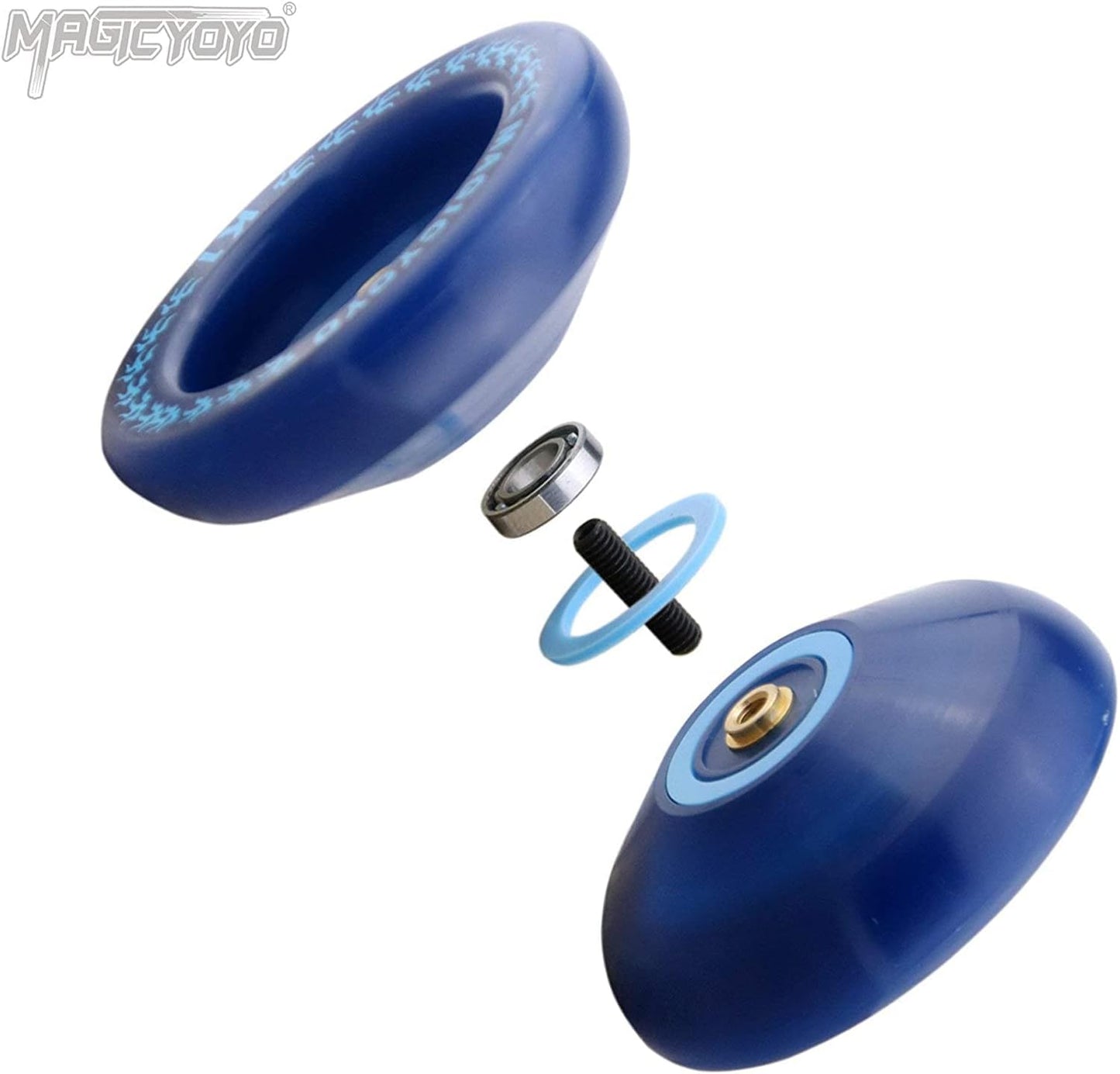 MAGICYOYO Responsive Yoyo K1 Tug Return Yo yo, Hubstacks Yo-yo for Kids Beginners Dual Purpose Yo Yo with Unresponsive Bearing, Storage Bag + 12 Yoyo Strings +Yo-Yo Glove +2 Yo yo Hubstacks (Blue)