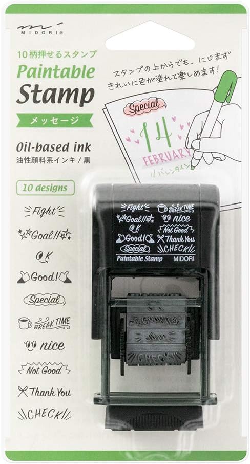 Midori 35377006 Stamp, Rotating Stamp, Message, English Pattern
