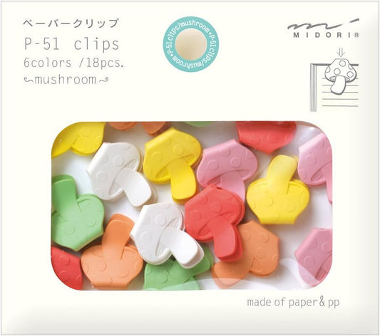 Midori Paper Clips, Mushroom, 18 Pieces (43318006)