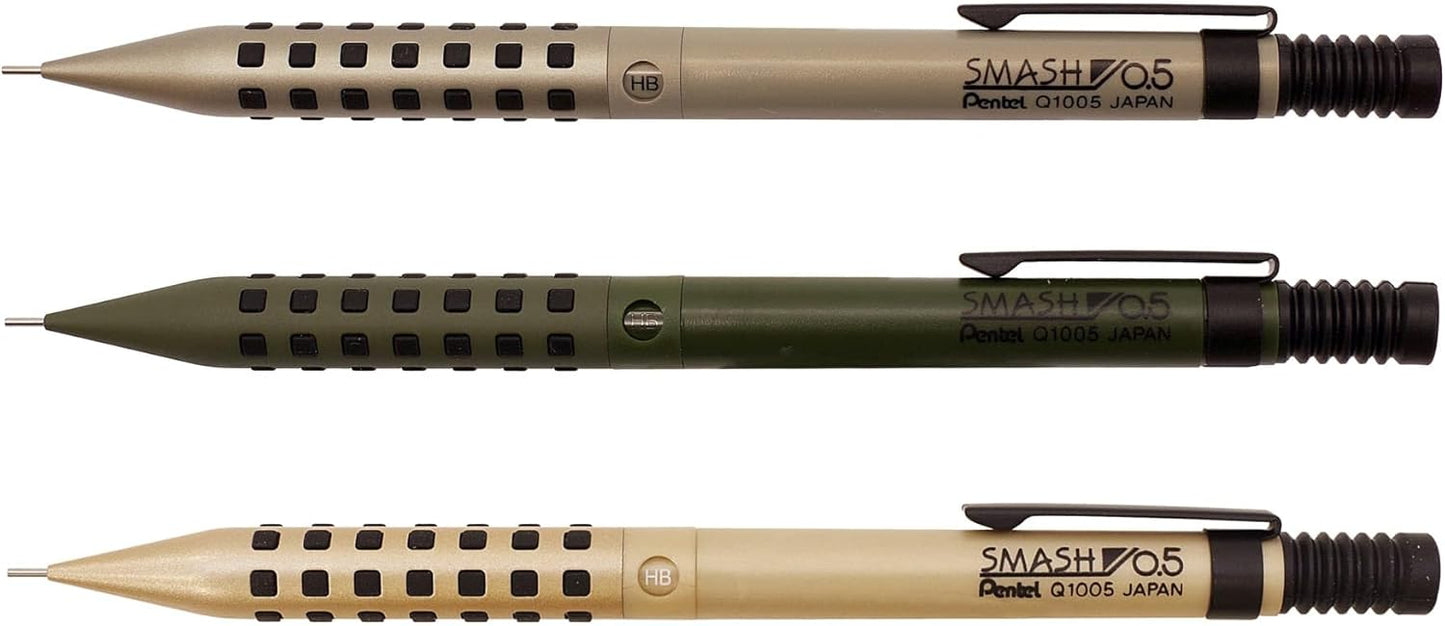 Pentel Smash Q1005-GMKS Kiji Shoji Pentel Smash Mechanical Pencil, 0.02 inches (0.5 mm), Gunmetal Full Body, Limited Color