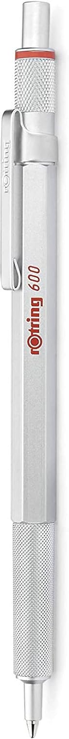 rOtring 600 Ballpoint Pen, Medium Point, Black Ink, Silver Barrel, Refillable