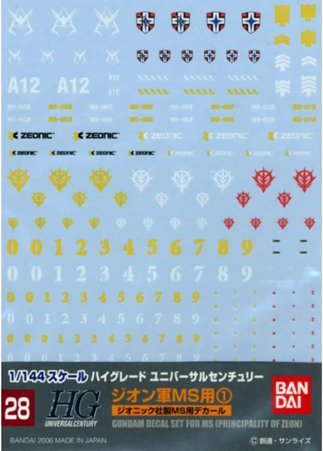 Bandai Hobby - Mobile Suit Gundam - GD-28 HGUC 1/144 Multiuse - Zeon MS 1, Bandai Spirits Gundam Decal