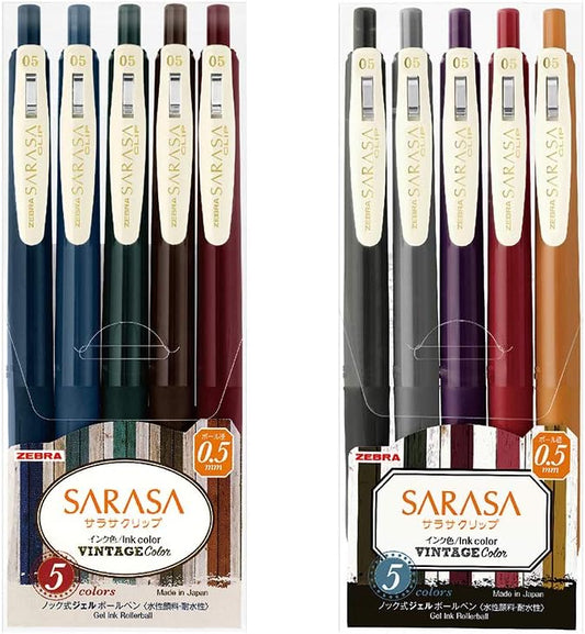 ZEBRA JJ15-10C-VI-VI2-AZ Gel Ballpoint Pen, Sarasa Clip, 0.5, Vintage, 10 Colors
