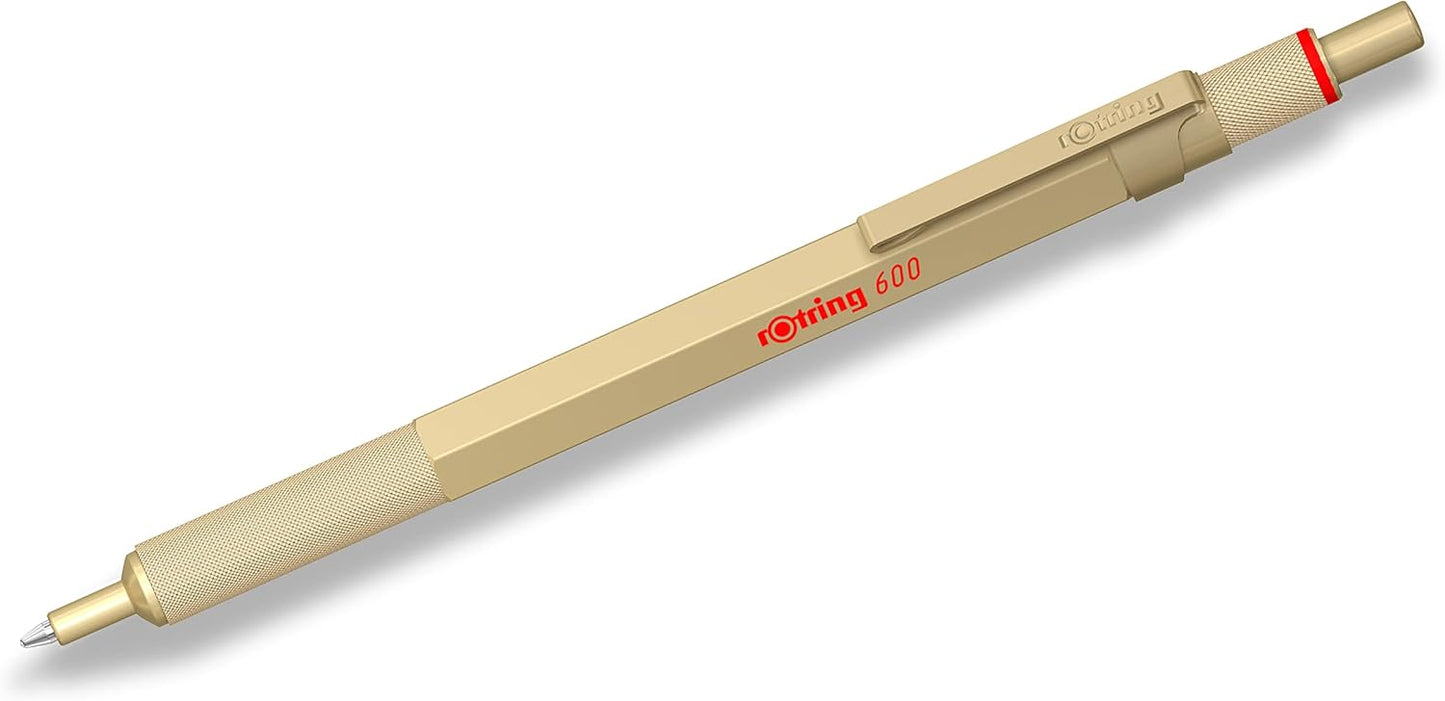Rotring 600 Metallic Ballpoint Pen Medium Point Black Ink Gold Barrel Refillable 1 Count