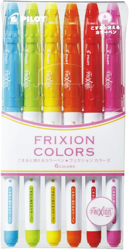PILOT Frixion Colors Erasable Marker Pen, 6 Color Set (SFC-60M-6C)